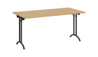 SLA 160 lak skládací jednací stůl 1600x800, deska 25 mm, podnož černý lak, deska javor horský